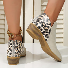 Load image into Gallery viewer, Fashion Leopard Print Boots Women Pointed Toe Chunky Heel Back Zipper Shoes