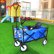 Load image into Gallery viewer, Folding Wagon Garden Shopping Beach Cart (Blue)