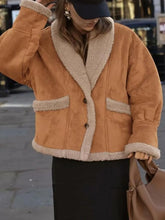 Load image into Gallery viewer, Fuzzy Collared Neck Long Sleeve Jacket