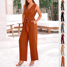 Load image into Gallery viewer, New V-neck Sleeveless Long Jumpsuit