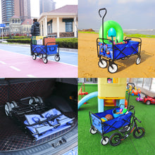 Load image into Gallery viewer, Folding Wagon Garden Shopping Beach Cart (Blue)