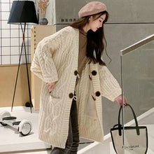 Load image into Gallery viewer, Women's Loose V-neck Cardigan Fried Dough Twists Sweater