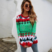 Load image into Gallery viewer, Christmas sweater with Christmas tree print pullover sweater