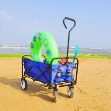 Load image into Gallery viewer, Folding Wagon Garden Shopping Beach Cart (Blue)