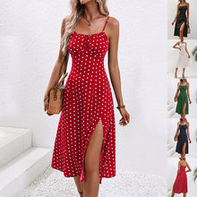 Load image into Gallery viewer, New Polka Dot Print Suspender Dress Summer Sexy Split Long Dresses For Womens Clothing