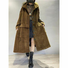 Load image into Gallery viewer, Corduroy Plus Size Coat Women's Mid-length