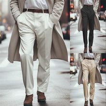 Load image into Gallery viewer, Men's Formal Wear Solid Color Slant Pockets Loose Mid Waist Suit Pants