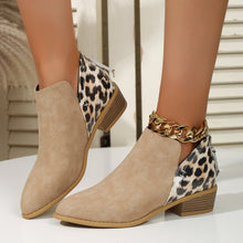Load image into Gallery viewer, Fashion Leopard Print Boots Women Pointed Toe Chunky Heel Back Zipper Shoes