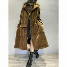 Load image into Gallery viewer, Corduroy Plus Size Coat Women's Mid-length