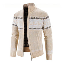 Load image into Gallery viewer, Color blocked Christmas snowflake stand up collar warm cardigan knitted jacket