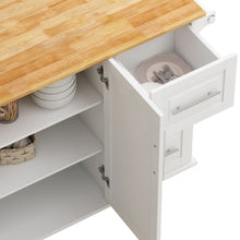 Load image into Gallery viewer, Kitchen Island Cart with 2 Door Cabinet and Three Drawers,43.31 Inch Width with Spice Rack,Towel Rack (White)