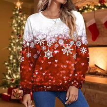 Load image into Gallery viewer, Christmas Snowflake New Printed Women's Loose Casual Round Neck Hoodie