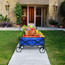 Load image into Gallery viewer, Folding Wagon Garden Shopping Beach Cart (Blue)