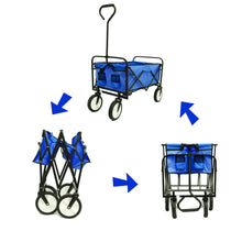 Load image into Gallery viewer, Folding Wagon Garden Shopping Beach Cart (Blue)