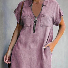 Load image into Gallery viewer, Denim Dress With Zip Closure