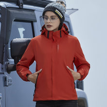 Load image into Gallery viewer, Men's Windproof And Waterproof Single Two-Piece Stand Collar Hooded Autumn And Winter Coat Printed LOGO