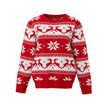 Load image into Gallery viewer, Ladies' Christmas sweater jacquard reindeer pullover warm knit sweater