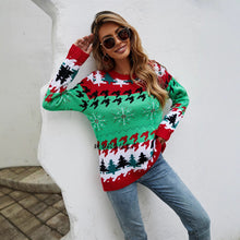 Load image into Gallery viewer, Christmas sweater with Christmas tree print pullover sweater