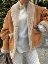 Load image into Gallery viewer, Fuzzy Collared Neck Long Sleeve Jacket
