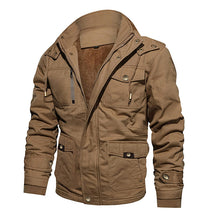 Load image into Gallery viewer, Men's Cotton Coat Jacket Hooded Multi-pocket Vintage Fleece-lined