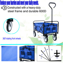 Load image into Gallery viewer, Folding Wagon Garden Shopping Beach Cart (Blue)