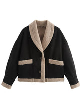 Load image into Gallery viewer, Fuzzy Collared Neck Long Sleeve Jacket