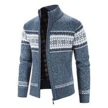 Load image into Gallery viewer, Color blocked Christmas snowflake stand up collar warm cardigan knitted jacket