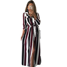 Load image into Gallery viewer, striped long-sleeved shirt dress