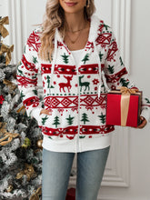 Load image into Gallery viewer, Long Sleeve Cardigan Christmas Printed Plush Coat