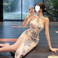Load image into Gallery viewer, Improved Cheongsam Young Style Elegant Retro Print Daily Wear Mid-Length Sexy Fitted Dress