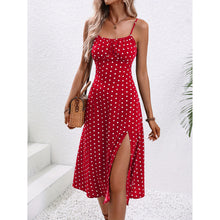 Load image into Gallery viewer, New Polka Dot Print Suspender Dress Summer Sexy Split Long Dresses For Womens Clothing