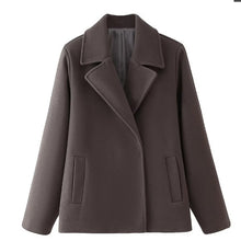 Load image into Gallery viewer, Double breasted wool collar long sleeved short jacket