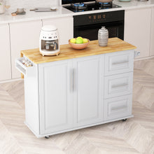Load image into Gallery viewer, Kitchen Island Cart with 2 Door Cabinet and Three Drawers,43.31 Inch Width with Spice Rack,Towel Rack (White)