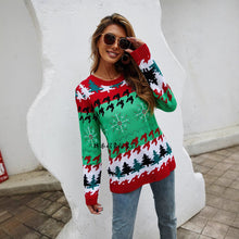 Load image into Gallery viewer, Christmas sweater with Christmas tree print pullover sweater