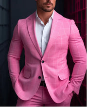 Load image into Gallery viewer, Men's Single Row Two Button Plaid Blazer