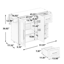 Load image into Gallery viewer, Kitchen Island Cart with 2 Door Cabinet and Three Drawers,43.31 Inch Width with Spice Rack,Towel Rack (White)