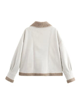 Load image into Gallery viewer, Fuzzy Collared Neck Long Sleeve Jacket