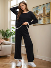 Load image into Gallery viewer, Contrast Trim Round Neck Top and Pants Sweater Set