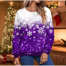 Load image into Gallery viewer, Christmas Snowflake New Printed Women's Loose Casual Round Neck Hoodie