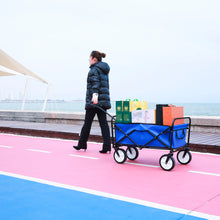 Load image into Gallery viewer, Folding Wagon Garden Shopping Beach Cart (Blue)