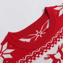 Load image into Gallery viewer, Ladies' Christmas sweater jacquard reindeer pullover warm knit sweater