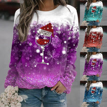 Load image into Gallery viewer, Christmas Snowflake Glass Printed Women's Loose Casual Round Neck Hoodie