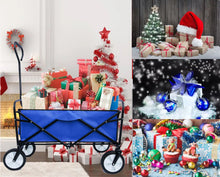 Load image into Gallery viewer, Folding Wagon Garden Shopping Beach Cart (Blue)
