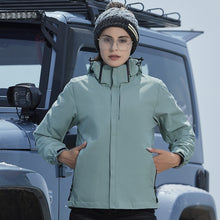 Load image into Gallery viewer, Men's Windproof And Waterproof Single Two-Piece Stand Collar Hooded Autumn And Winter Coat Printed LOGO