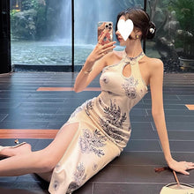 Load image into Gallery viewer, Improved Cheongsam Young Style Elegant Retro Print Daily Wear Mid-Length Sexy Fitted Dress