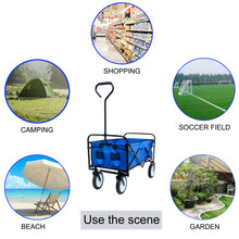 Load image into Gallery viewer, Folding Wagon Garden Shopping Beach Cart (Blue)