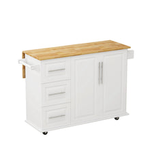 Load image into Gallery viewer, Kitchen Island Cart with 2 Door Cabinet and Three Drawers,43.31 Inch Width with Spice Rack,Towel Rack (White)