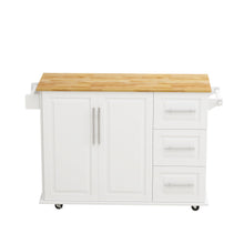 Load image into Gallery viewer, Kitchen Island Cart with 2 Door Cabinet and Three Drawers,43.31 Inch Width with Spice Rack,Towel Rack (White)