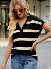 Load image into Gallery viewer, Flip collar casual striped knitted sweater vest