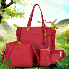 Load image into Gallery viewer, 4pcs/Set PU Leather Handbag Fringe Shoulder Bags Purse Set Tote Bag Crossbody Bag Wallet Purse Messenger Satchel for Women